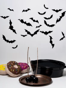 28pcs/Set Halloween Wall Bat Decorations, 4 Different Sizes 3D Realistic Horror Bat Stickers, Black Plastic Fake 3D Bat Stickers For Party Home Window Decor, Suitable For House, Window, Home, Yard, Indoor, Bathroom, Bar, KTV, Haunted House And Halloween Party Supplies,Christmas