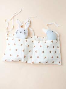 1pc Heart Shaped Print Storage Diaper & Bottle Hanging Bag For Baby Crib, Stroller Love Valentine