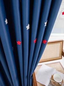 1 pezzo Tenda oscurante e termoisolante per camera dei bambini con ricamo moderno di astronave a fumetti - Dark Blue - Visualizzare 8