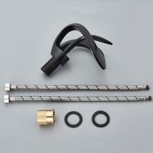 Modern Bathroom Basin Sink Faucet Waterfall Single Handle Single Hole Vanity Mixer Tap - Black - View 6