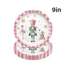 Set de 24 piezas/72 piezas de vajilla desechable para fiesta: platos para pastel, platos desechables de cuentos de hadas, Cascanueces, Bailarina, Rey Ratón, Copo de nieve, Estrella, servilletas de fiesta y decoraciones, platos de papel de 9" y 7", decoraciones para celebración de cumpleaños, Ramadán, decoraciones de Ramadán, Eid Mubarak - multicolor - Ver 4