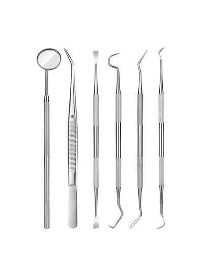 1/3/4/5/6 piezas Herramientas de limpieza dental, Sonda dental y espejo dental de acero inoxidable para eliminar manchas, sarro y placa, Cuidado oral