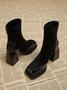 2025 Herbst Neue wasserdichte Plateau Elegante Absatz Hochstiefel, Spitze Zehen Nachtclub Damen Stiefel, Mode Kurzstiefel für Herbst & Winter