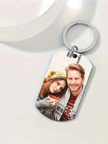 1pc Personalized Engraving Photo Text+Icons Keychain Drive Safe Pet Memorial Anniversary Custom Keychain Gifts|Drive Safe Boy Girlfriend Pet Memorial Anniversary Custom Keychain Gifts - Multicolor - View 3