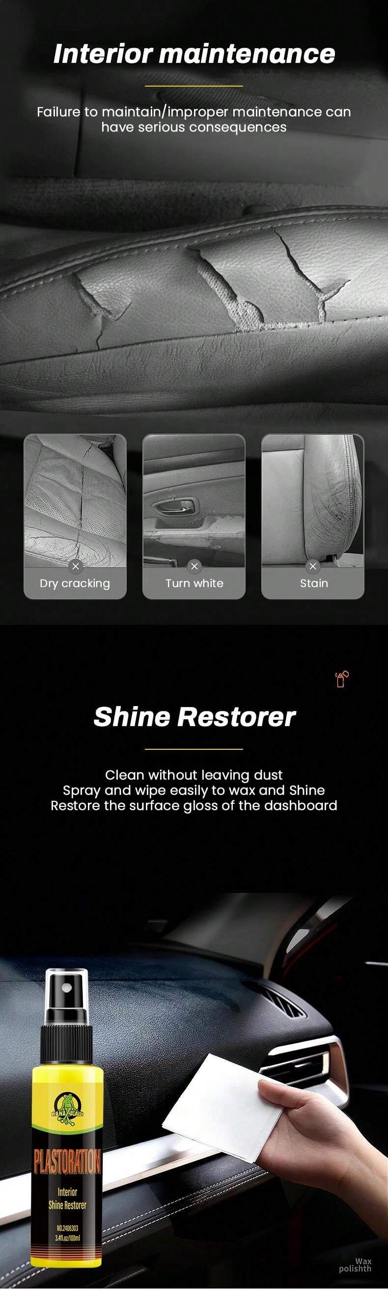 Car Plastic Restorer Polish For Interior Exterior Trim LongLasting