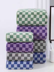 1条棋盘格珊瑚绒速干柔软吸水棋盘格印花毛巾，轻薄不掉毛，适合家庭、成人、情侣使用，可用作面巾（34英寸x75英寸）或浴巾（70英寸x140英寸）。毛巾套装包含1条毛巾。 - 彩色 - 查看 5