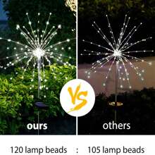 6 Pack 720 LED Copper Wire Solar Firework Lights Outside, Solar Outdoor Garden Lights, 8 Lighting Modes Outdoor Soalr Fairy Lights Waterproof For Yard Garden Flowerbed Party Decorations, Christmas Decorations, Halloween Decor. - 白色 - 查看 5