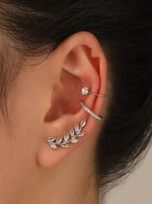 3 CHIẾC Bông tai kẹp lá Bohemian thời trang cho nữ không cần xỏ khuyên, bông tai sụn giả không có lỗ tai Brinco - 3 chiếc - bông tai lá - Xem 4