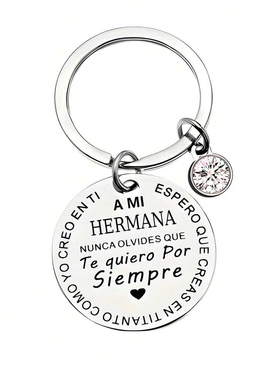 1pc Stainless Steel Key Chain, Spanish Customized Couple Keyring, Valentine For Friends Halloween Valentine's Day Valentines Car Accessories Bag Charm School Cute Goth Y2k Halloween Accessories Teachers Day Christmas Gift Ideas Bag Accessories Lanyards With Id Holder Car Accessories Bag Charms - Multicolor - View 1