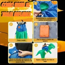 Disfraz Inflable Montable Jurasico Halloween Botarga De Dinosaurio Para Fiestas Apto Para Niños - Azul - Ver 3