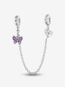 1 pieza Elegante corazón Trébol de cuatro hojas  de cadena de seguridad para mujeres Apto para pulseras Brazaletes Joyería DIY Regalos para citas Fina joyería para damas - Plateado - Ver 12
