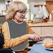 成人围兜，防水防污，可调节厚法兰绒围兜，适合老年人和成人，可机洗，有浅蓝色、藏青色、白色、红色、灰色毛巾材质可选，可用作口水布 - 彩色 - 查看 4