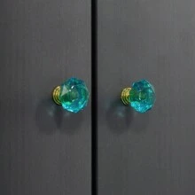 15Pieces Of Acrylic Cabinet Handles, Crystal Clear Diamond Shape, European Style Hardware Handles, Highly Attractive Suitable For Drawers, Wardrobes, Cabinets And Shoe Cabinet Knobs - Multicolor - View 4