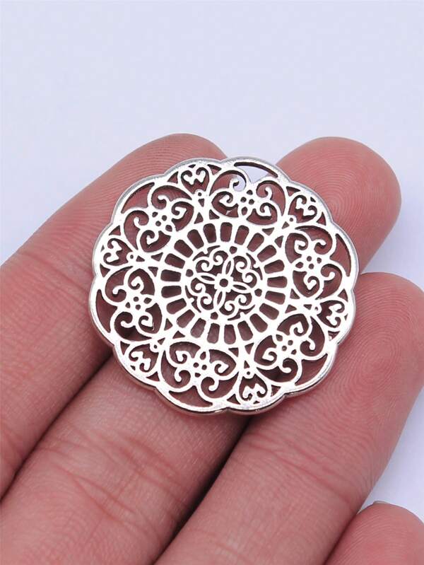 5pcs/Bag 32x32mm Hollow Flower Pattern Charms Pendant For DIY Jewelry Making DIY Earring, Necklace, Bracelet, Keychain Making Valentines