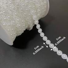 1 件 90 厘米长 ABS 仿珍珠半圆形珠子配圆形水钻链饰花环，适用于婚礼、手工 DIY、蕾丝配饰、发饰和服装装饰 - 白色 - 查看 2