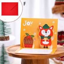 圣诞装饰 3D 弹出式创意圣诞贺卡，带有手写线条和可爱卡通图案、礼品卡 - 彩色 - 查看 9