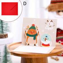 圣诞装饰 3D 弹出式创意圣诞贺卡，带有手写线条和可爱卡通图案、礼品卡 - 彩色 - 查看 7