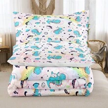 Girls Pink Dinosaur Bedding Twin/Full/Queen Comforter Set For Boys, Kids Toddler Bedding Cute Cartoon Colorful Little Dino Comforter Set All Season - White - View 4