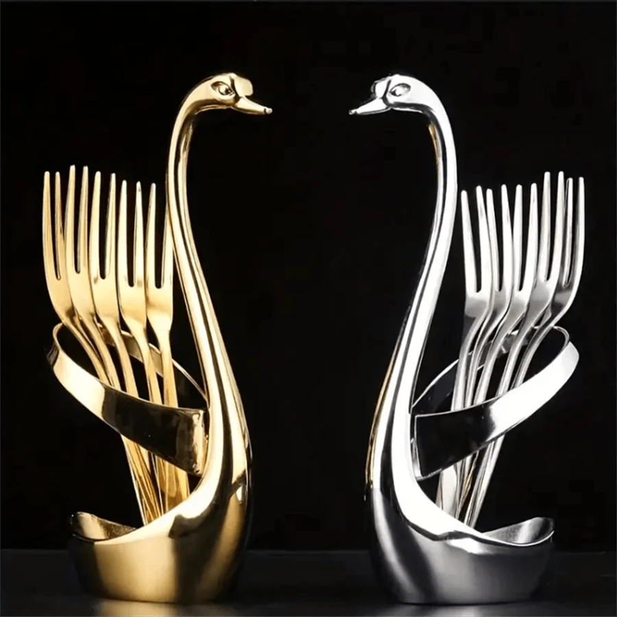 不锈钢水果和甜点叉套装 - 可重复使用，现代蛋糕和沙拉叉，适用于厨房和餐厅