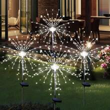 6 Pack 720 LED Copper Wire Solar Firework Lights Outside, Solar Outdoor Garden Lights, 8 Lighting Modes Outdoor Soalr Fairy Lights Waterproof For Yard Garden Flowerbed Party Decorations, Christmas Decorations, Halloween Decor. - 白色 - 查看 1