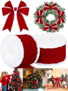 1Roll 200CM/500CM Christmas Decoration, Velvet Satin Ribbon, Satin Roll Craft, DIY Ribbon, Fabric Satin Ribbon, Metallic Edge Satin Ribbon For Crafts, Christmas Holiday Decoration, Christmas Tree Decoration Ribbons, Wreath Decoration Accessories,For Gift Wrapping, Holiday Decorations - Multipurpose Ribbon For Christmas Trees, Birthday Parties, Weddings, Holiday Bow Making And Craft Supplies,Christmas