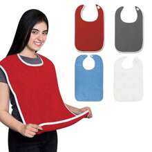 成人围兜，防水防污，可调节厚法兰绒围兜，适合老年人和成人，可机洗，有浅蓝色、藏青色、白色、红色、灰色毛巾材质可选，可用作口水布 - 彩色 - 查看 12