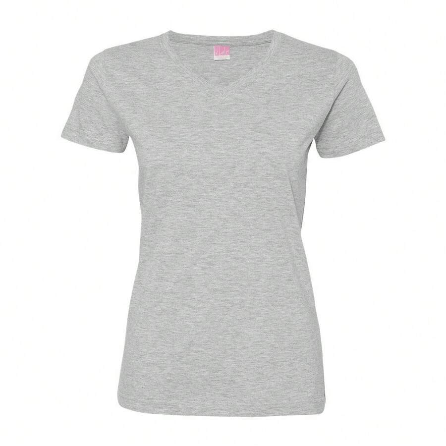 Women's V-Neck Fine Jersey Tee (Heather) - Xám - Xem 1
