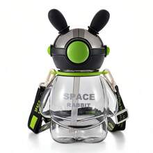 Rabbit Water Bottle Kids Toddler Portable With Straw Design 680ML - 藍色 - 查看 8
