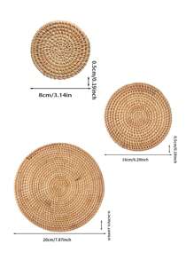 1 件/3 件家用厨房、餐厅、客厅藤制杯垫，隔热、防刮、防尘，适用于派对、礼物、生日、圣诞节