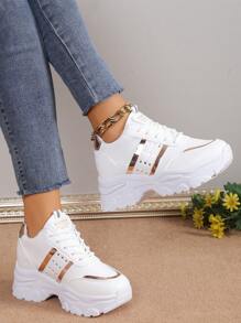 Nouvelles chaussures de sport décontractées à la mode pour femmes en automne/hiver avec plateforme, paillettes dorées et semelle épaisse