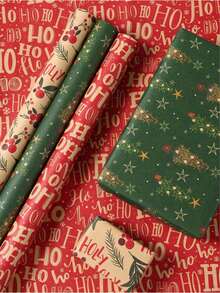 1 张圣诞牛皮纸，用于 DIY 工艺品、礼品包装、鲜花包装，适合圣诞节、感恩节、派对主题 - 彩色 - 查看 5