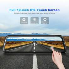 XGODY 10" Rearview Mirror Dash Cam 1080P Touch Car DVR Front And Rear Dual Lens G-Sensor Loop Recording Night Vision Waterproof - Black - View 2