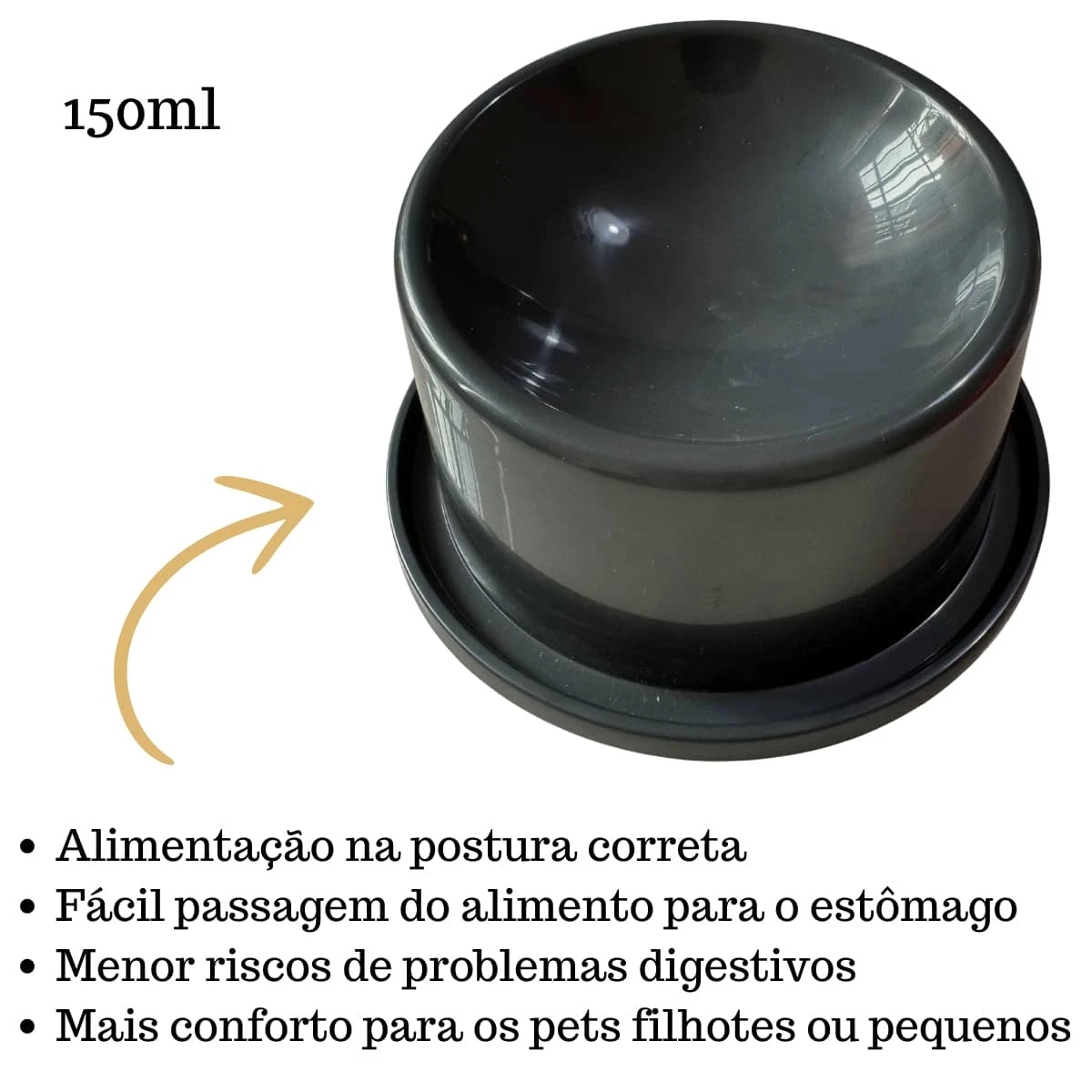 Kit 2 Ergonomic High Feeder For Cats And Dogs 150ml AntiAnt Correct