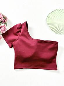 Cropped Top With Bow Tie Padding2024 - 酒紅色 - 查看 3