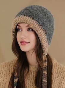 1 件女式可调节针织连帽帽，柔软毛绒内衬双色保暖无檐小便帽，适合秋冬户外、休闲和运动 - 彩色 - 查看 14