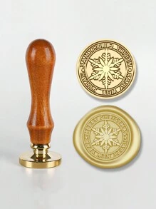1套（印章头+手柄）创意圣诞蜡封印章，木纹手柄+黄铜印章头，非常适合圣诞信件和贺卡 - 彩色 - 查看 15