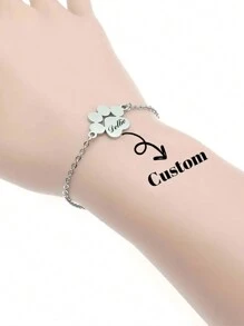 Personalized Pet Paw Names Bracelet Adjustable Name Bracelet Dog Cat Paw Bracelet Memorial Jewelry Gift For Pet Lovers Back To School Winter Gift Ideas Boy Girl Valentine's Day