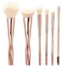 Kit ED004 com 6 pincéis para maquiagem Mademoiselle - Rosa ouro - Visão 4