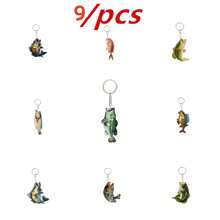 12pcs Acrylic Fish Shaped Keychain For Fishing Lovers, Multifunctional Keyring Decoration Gift For Men And Women Car Accessories Bag Charm School Letter Cute Goth Y2k