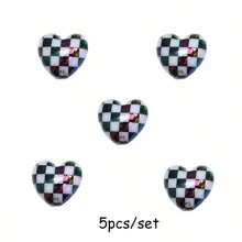 1/5/10颗亚克力珠，棋盘格心形隔珠，散珠，适合DIY首饰制作 - Checkerboard Plaid Heart - 查看 14