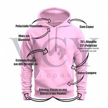 Unisex Cotton Printed Kangaroo Sweatshirt Ox - 淺粉色 - 查看 2