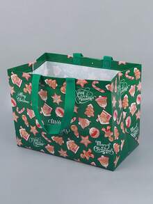 1 件全新多色圣诞印花可爱卡通圣诞老人和雪人无纺布礼品袋/购物袋，圣诞节 - 彩色 - 查看 8