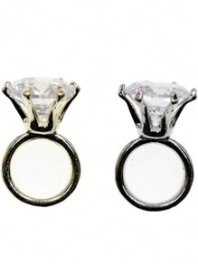 2Pcs/Pack Gold White Rhinestone Ring Nail Art Charm 3D Alloy High Quality Gold/Silver Wedding Nail Ring Decoration Diy Japanese Design Glitter Luxury Nail Ring Decor Parts Supplies Nails Nail Charms Nail Gems - Multicolor - View 2