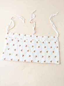 1pc Heart Shaped Print Storage Diaper & Bottle Hanging Bag For Baby Crib, Stroller Love Valentine