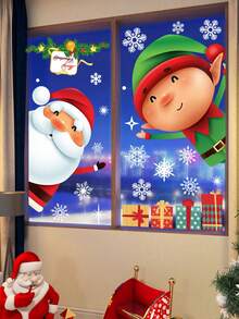 3 件装圣诞雪人和雪花静电贴窗贴、装饰品、玻璃贴花 - 彩色 - 查看 5