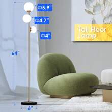 Floor Lamp Gold For Bedroom - 3 Color Options Moderm Floor Lamps For Living Room, Mid Century Standing Lamp Home Decor For Bedrooms Office(Gold-Black, LED Bulbs Included) - 查看 6
