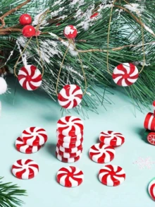 10 件圣诞节拐杖糖饰品红白糖果装饰圣诞树挂饰薄荷糖饰品适用于节日派对装饰 DIY 工艺品 - 彩色 - 查看 4