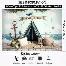 Nautical Rudder Starfish Photography Backdrop Wooden Splint Board Sailor Portrait Birthday Party Portrait Photo Background - Yellow - View 2