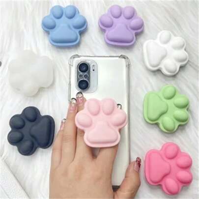 3D Animal Cartoon Cat Paw Phone Holder Compatible With IPhone, Android Phone, Gift For Birthday, Family, Friends Push-Pull Phone Grip, Phone Accessories