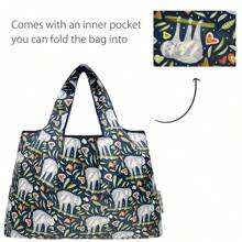 Wrapables Wrapables Cute Animals Large & Small Foldable Tote Nylon Reusable Grocery Bags, Set Of 2